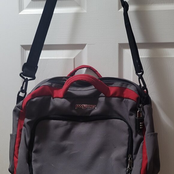 Jan Sport Messenger Computer bag w/padding. Color:Gray/Red - Picture 13 of 14